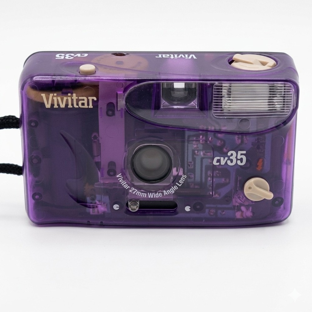 Vintage Vivitar cv35 Purple Transparent 35mm Film Camera Point & Shoot Retro 90s